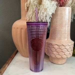 Starbucks 2021 Summer Purple and Red Grid Kaleidoscope 24 oz Venti Tumbler